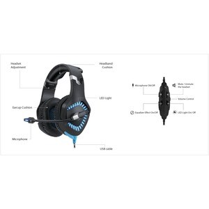 Adesso Xtream G3 Wired Over-the-head Stereo Gaming Headset - Black - Binaural - Circumaural - 20 Ohm - 15 Hz to 20 kHz - 2