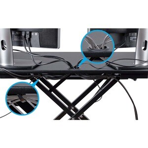 Bureau Coin Convertible Assis/Debout - Tiroir Clavier - Grande Surface (89 x 53cm) - Hauteur Réglable - Double Écran - 76,