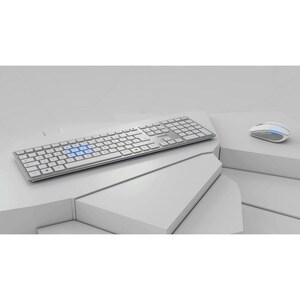 CHERRY DW 9100 Tastatur & Maus - QWERTZ - Deutsch - Tastatur, Kabellos, Bluetooth/RF, 4.0 2,40 GHz USB, Schere, Silber, We
