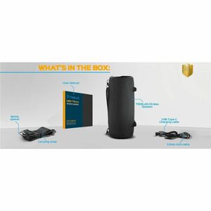 Treblab HD-Max Portable Bluetooth Speaker System - 50 W RMS - Black - 30 Hz to 16 kHz - TrueWireless Stereo - Battery Rech