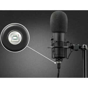 MicrophoneTrust Gaming Exxo 256 - Filaire - Condensateur - 1,80 m - 30 Hz à 18 MHz -36 dB - Cardioïde - Bureau, Pied anti-
