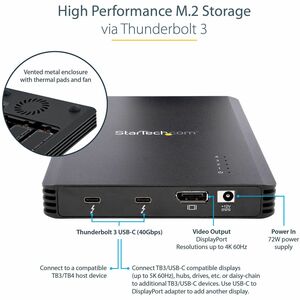 StarTech.com 4 Bay Thunderbolt 3 NVMe Enclosure, For M.2 NVMe SSD Drives, 1x DisplayPort Video and 2x TB3 Downstream Ports