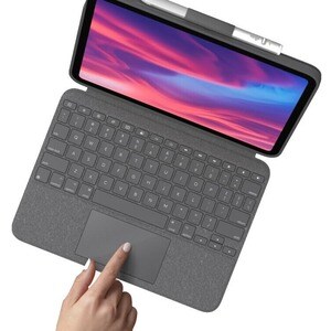 Logitech Combo Touch Keyboard/Cover Case Apple, Logitech iPad (10th Generation) Tablet - Oxford Gray - Scrape Resistant, B