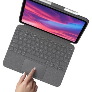 Logitech Combo Touch Keyboard/Cover Case Apple, Logitech iPad (10th Generation) Tablet - Oxford Gray - Scrape Resistant, B
