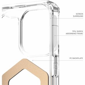 Urban Armor Gear Plyo Rugged Case for Apple iPhone 15 Pro Max Smartphone - Ice/Gold - Crystal Clear - Drop Resistant, Yell