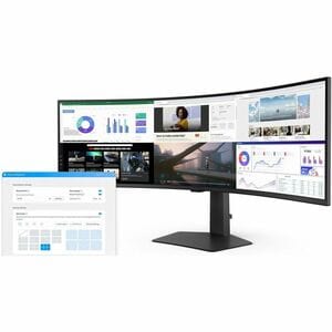 Samsung ViewFinity S9 S49C954UAN 49" Class Dual Quad HD (DQHD) Curved Screen Gaming LED Monitor - 32:9 - Black - 49" Viewa