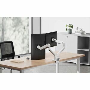 Neomounts NEXT Slim Mounting Arm for Monitor - White - Landscape/Portrait - Height Adjustable - 2 Display(s) Supported - 4