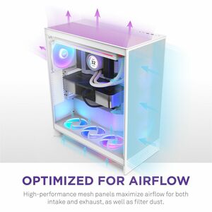 NZXT H7 Flow CM-H72FW-R1 Computer Case - ATX Motherboard Supported - Mid-tower - Galvanized Cold Rolled Steel (SGCC), Temp
