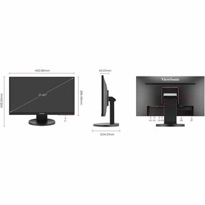 ViewSonic VG2208A-HD 22" Class Full HD LED Monitor - 55.9 cm (22") Viewable - LED Backlight - 1920 x 1080 - 250 cd/m² - 5 