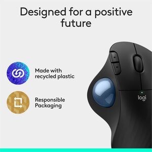 Logitech ERGO M575S Wireless Trackball Mouse, Wireless Ergonomic Mouse, Comfortable Thumb Control, Precise Tracking (Black