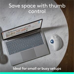 Logitech ERGO M575S Wireless Trackball Mouse, Wireless Ergonomic Mouse, Comfortable Thumb Control, Precise Tracking (Off-w