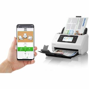 Epson WorkForce DS-800WN Sheetfed Scanner - 600 x 600 dpi Optical - White - 30-bit Color - 10-bit Grayscale - 50 ppm (Mono