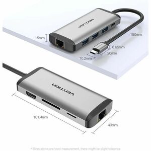 Vention CNDHB USB Type C Docking Station for TV, MacBook - Charging Capability - Memory Card Reader - SD - Portable - 4K U