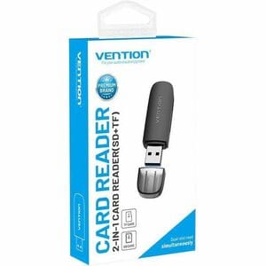 Vention CLGB0 2 Slot(s) Flash Reader - USB 3.0 Type A - External - 640 MB/s - SDHC, SDXC, microSDHC, SD - 1 Total Number o