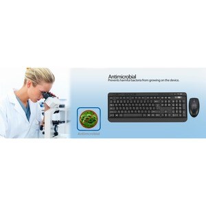 Adesso Wireless Desktop WKB-1320CB Keyboard & Mouse - English (US) - 1 Each - USB Membrane Wireless RF 2.40 GHz Keyboard -