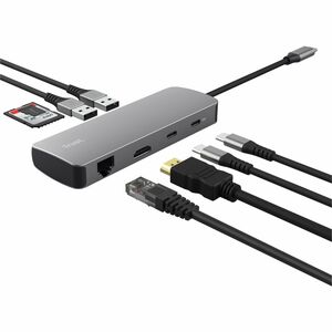 Trust Dalyx USB-Typ C Docking Station für Notebook, Tablet-PC - Ladefunktion - Speicherkartenleser - SD, microSD - Grau - 