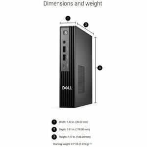 Dell Pro QBM1250 Desktop Computer - Intel Core Ultra 7 2nd Gen 265 - 16 GB - 512 GB SSD - Micro PC - Intel Chip - Ubuntu L