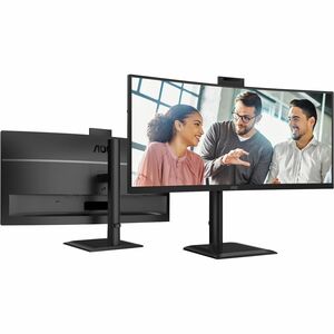 AOC CU34E4CW 34 Zoll Class Webcam UW-QHD Gekrümmter Bildschirm LED-Monitor - 21:9 Format - Schwarz - 86,4 cm (34 Zoll) Vie
