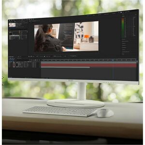 White 34 Curved 1500R VA UWQHD 120Hz 1ms USB-C 98W DP 2xHDMI USB Hub 2A1B KVM Height Adjustable Speakers 3Y