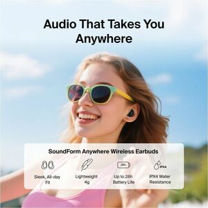 Belkin SoundForm Anywhere AUC014FQBK Earset - Stereo - True Wireless - Bluetooth - Earbud - Binaural - In-ear - Black