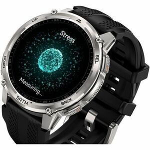 Kospet TANK T4C Smart Watch - Round Case Shape - Silver Body Color - Stainless Steel, Zinc Alloy Case Material - Silicone 