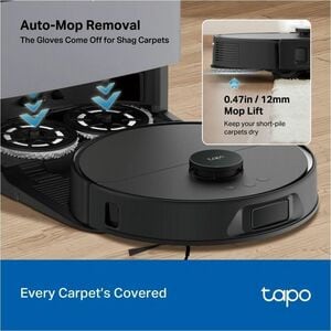 Tapo RV50 Pro Omni Cordless Robot Vacuum/Mop - Black - 3 L Dust Capacity - 95 mL Water Tank Capacity - Filter, Brush - Car