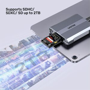 Unitek 2 Slot(s) Flash Drive/Flash Card Reader - USB Type C - 1 - 1.95 TB Flash Drive - 10 GB/s - microSD, CompactFlash, m