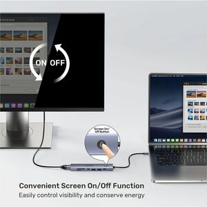 uHUB S7 Pro 7-in-1 5Gbps USB-C Hub with Screen On/Off button Supports 4K60Hz PD 100W SD/microSD card reader