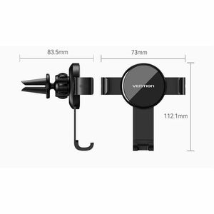 Vention KCGB0 Smartphone, Car, iPhone SmartPhone Holder - 112.1 mm x 73 mm x 83.5 mm x - Silicone, ABS - Black - Air Vent,