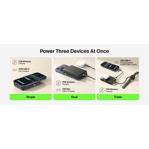 Belkin BoostCharge Power Bank - Black - For Smartphone, iPhone - 10000 mAh - 20 W - USB Type-C Connector - 2 x USB - Magne