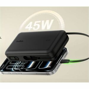 Belkin UltraCharge Power Bank - Black - For iPhone, iPad Air, iPad mini, iPad Pro - 20000 mAh - 45 W - USB Type-C Connecto