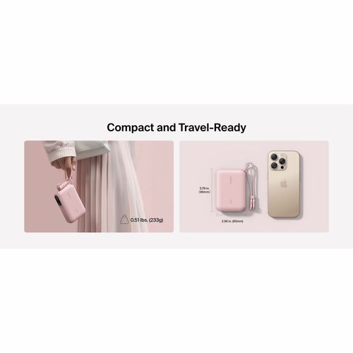 10K PD20W POWER BANK WITH DISPLAY PINK