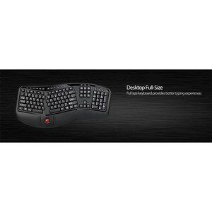 Adesso 2.4 GHz Wireless Ergonomic Trackball Keyboard - Wireless Connectivity - RF - 30 ft - 2.40 GHz - USB Interface - 105