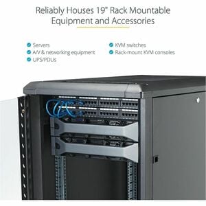 StarTech.com 4-Post 22U Server Rack Cabinet, 19" Data Rack Cabinet for Computer / IT Equipment, Home Network Rack, Half He