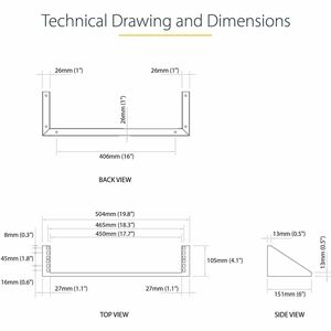 StarTech.com RK219WALLV Wandhalterung - TAA-konform - max. 56,84 kg Traglast - 1