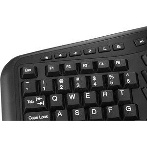 Adesso Tru-Form WKB-1500GB Keyboard & Mouse - English (US) - 1 Each - USB Membrane Wireless RF 2.40 GHz Keyboard - 105 Key