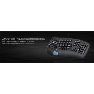Adesso 2.4GHz Wireless Ergonomic Touchpad Keyboard - Wireless Connectivity - RF - 30 ft - 2.40 GHz - USB Interface - 105 K