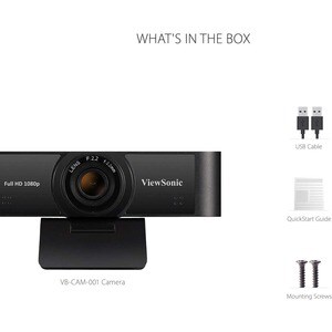 ViewSonic VB-CAM-001 Webcam - 2.1 Megapixel - 30 fps - Black - USB 2.0 - 1920 x 1080 Video - 110° Angle - Microphone - Mon