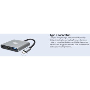 Adesso 3-IN-1 USB-C Multi-Port Docking Station (TAA Compliant) - for TV/Monitor/Projector/Notebook/Smartphone/Tablet - 60 
