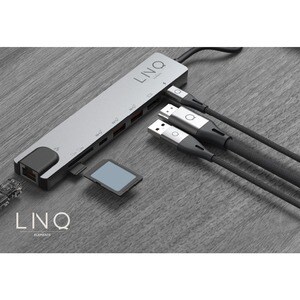 LINQ USB Type C Docking Station - Memory Card Reader - SD - 100 W - Black - 1 Displays Supported - 4K - 3840 x 2160 - 2 x 