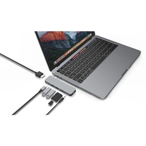 Hyper Model GN21D-GRAY USB Type C Docking Station - Memory Card Reader - SD - Space Gray - 4K - 3840 x 2160 - 2 x USB Type
