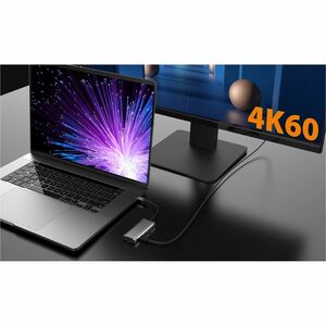 j5create Estação de ancoragem para Notebook - 100 W Fonte de alimentação - Cinzento - 4K - 3840 x 2160 - 2 x Portas USB ti