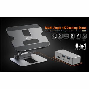 j5create Estação de ancoragem para Notebook, PC Tablet - 100 W Fonte de alimentação - 4K - 3840 x 2160 - 2 x Portas USB ti