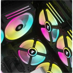 Corsair iCUE QX120 Cooling Fan - 3 x Fan(s) - 63.10 CFM Maximum Airflow - 2400 rpm - Magnetic Dome Bearing - RGB LED - Bla