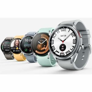 Samsung Galaxy Watch6 Classic Smart Watch - 47 mm Case Width - Silver Body Color - Leather Band Material - LTE - Bluetooth