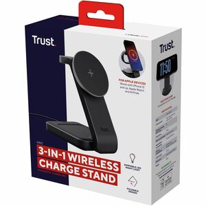 Trust Viro Induktionsladegerät - Schwarz - für Smartphone, iPhone, Smartwatch, AirPod, Ohrhörer - Eingangsstecker: USB - N