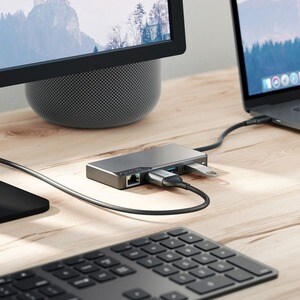 Alogic Fusion ALPHA USB-Typ C Docking Station - Grau - 4K - 3840 x 2160 - 3 x USB-Anschlüsse - 2 x USB 3.0 - USB Typ-A - U