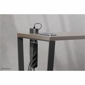 Neomounts VOLT DS22-840BL6 Power Outlet - 3 x Power Receptacles - 230 V AC Clamp Mount, Desktop, Under Table - Black - Pla