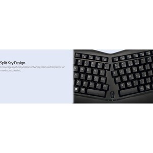 Adesso Tru-Form WKB-3150UB Keyboard - Wireless Connectivity - USB 2.0 Interface - Trackball - English (US) - Black - Membr