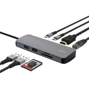 Trust Dalyx USB-Typ C Docking Station für Notebook, Tablet-PC - Ladefunktion - Speicherkartenleser - SD, microSD - Grau - 